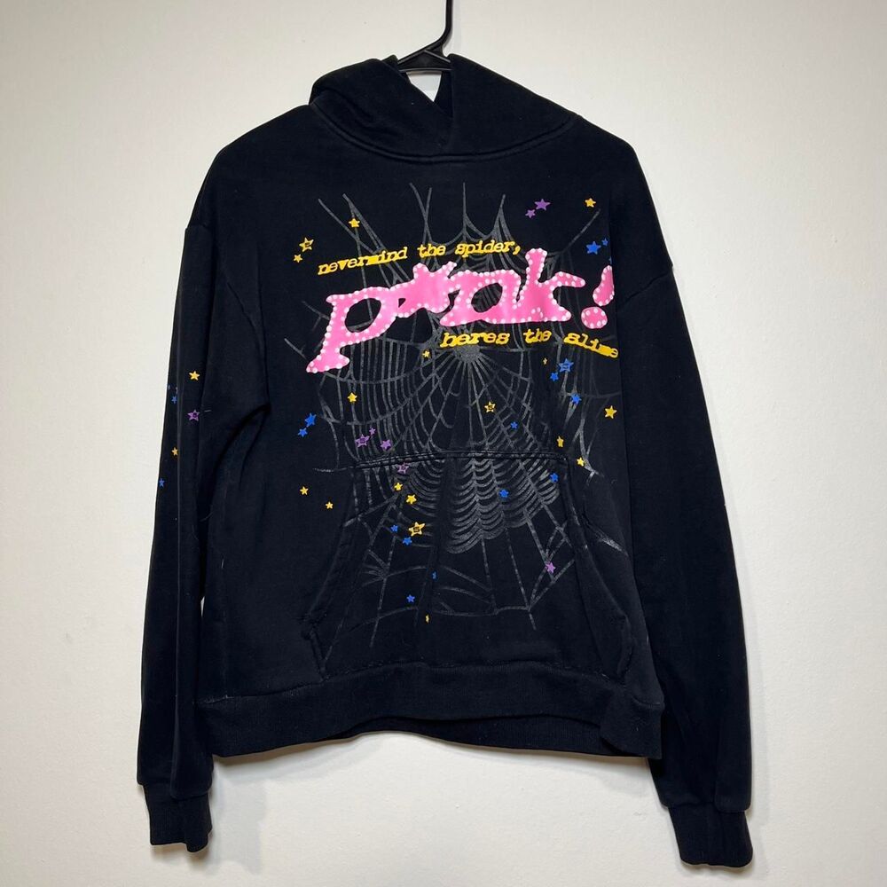 Sp5der Pink Streetwear Black Hoodie Size Small Spider Brand Young Thug